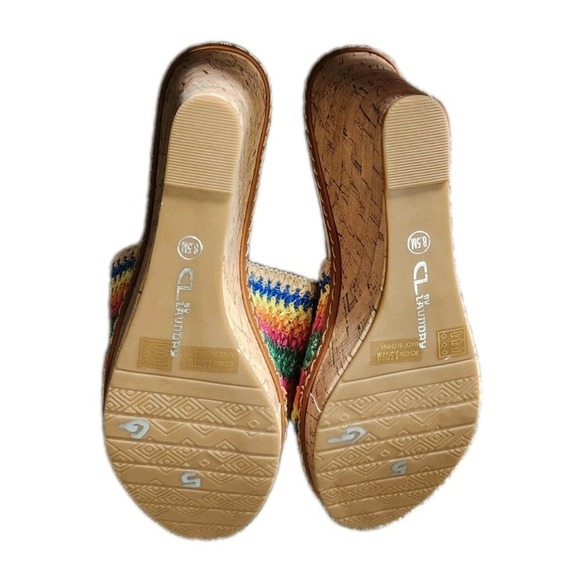 CL By Laundry Beginning Women's multicolor Striped Woven Wedge Sandals 8.5 - Picture 7 of 7